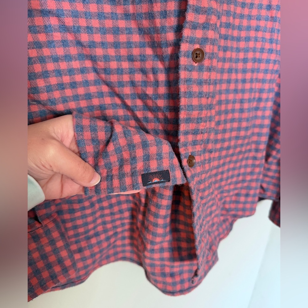 Faherty Stretch Seaview Flannel Shirt Blue Pink‎ Gingham Plaid Cotton Size XXL - Picture 7 of 10